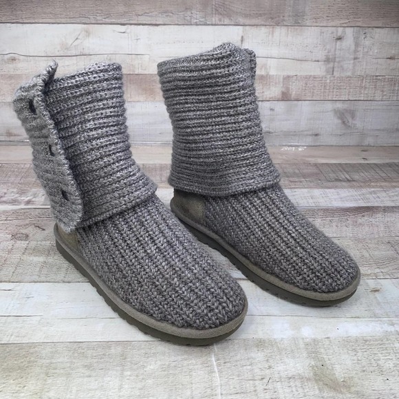 UGG Australia Womens Gray S/N 5819 Mid Calf Knitted Winter Boots Size US 6 - Picture 8 of 11